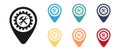 Service, tools icon repair vector icons set, label on the map. Set of multicolored icons. Illustration. Royalty Free Stock Photo